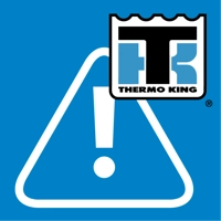 Ikona- biały trójkąt z wykrzyknikiem pośrodku, po prawej górnej stronie jest logo Thermo King